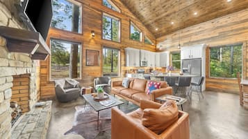 Smart TV, fireplace, video games, books