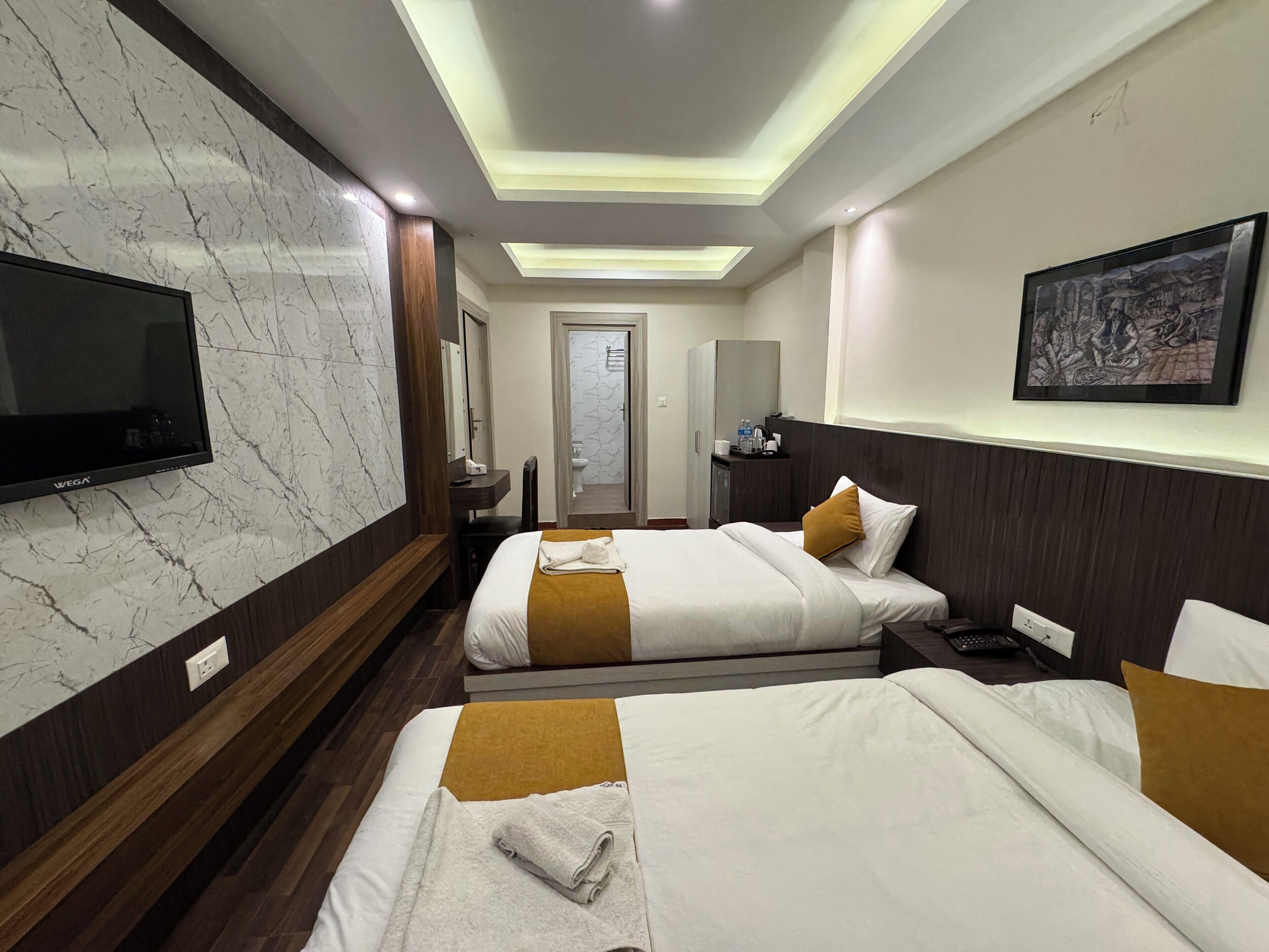 Chambre Supérieure avec lits jumeaux | Espace de travail pour ordinateur portable, Wi-Fi gratuit, draps fournis