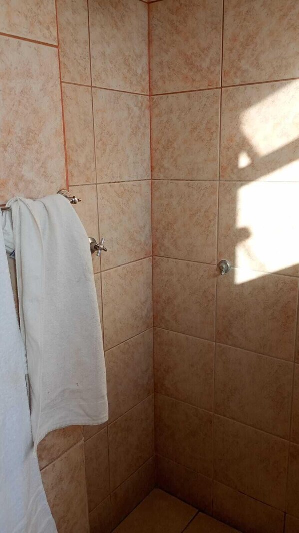 Classic Double Room, City View | Bathroom | Shower, free toiletries, towels, soap - Hotel Palace Huesca (Presidente Prudente)