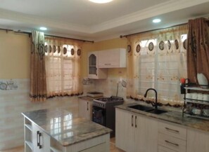 Fridge, microwave, electric kettle, blender