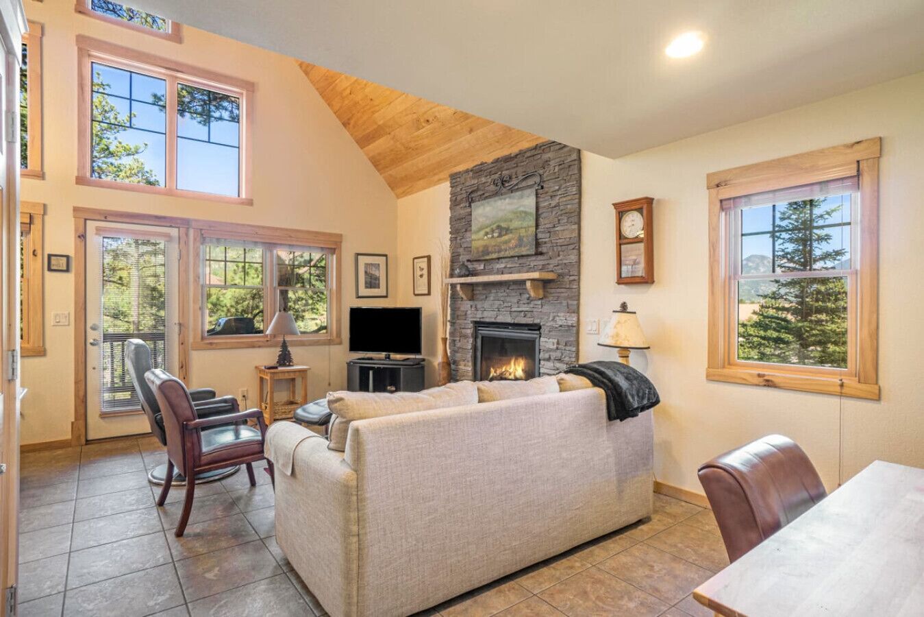 Televisión y chimenea 