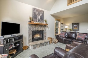 TV, fireplace