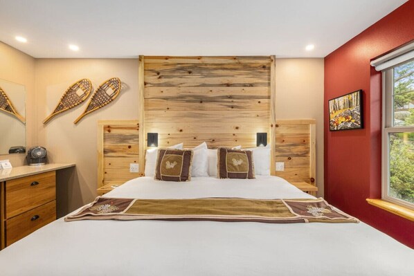 1 bedroom, desk, iron/ironing board, travel cot