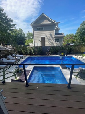 Outdoor pool, a heated pool - cottage with pool and hot tub in Dewey-inquire about long-term off-season rental (Dewey Beach)