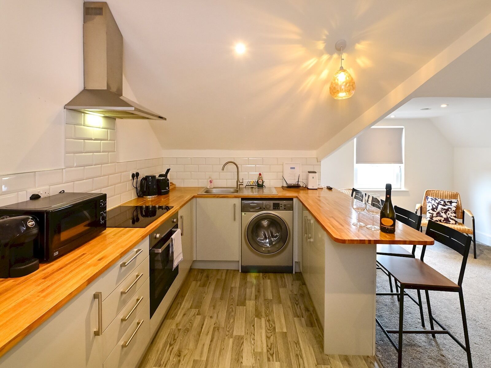 Fridge, microwave, oven, toaster