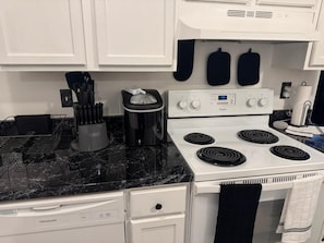Microwave, oven, stovetop, dishwasher