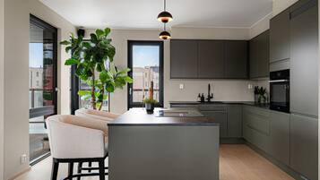 Kjøleskap, ovn, kokeplater og oppvaskmaskin