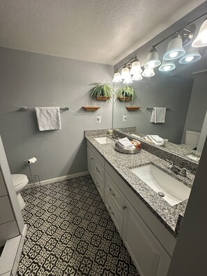 Shower, bidet, towels, soap