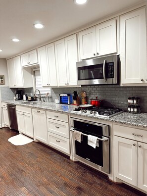 Microwave, oven, stovetop, dishwasher