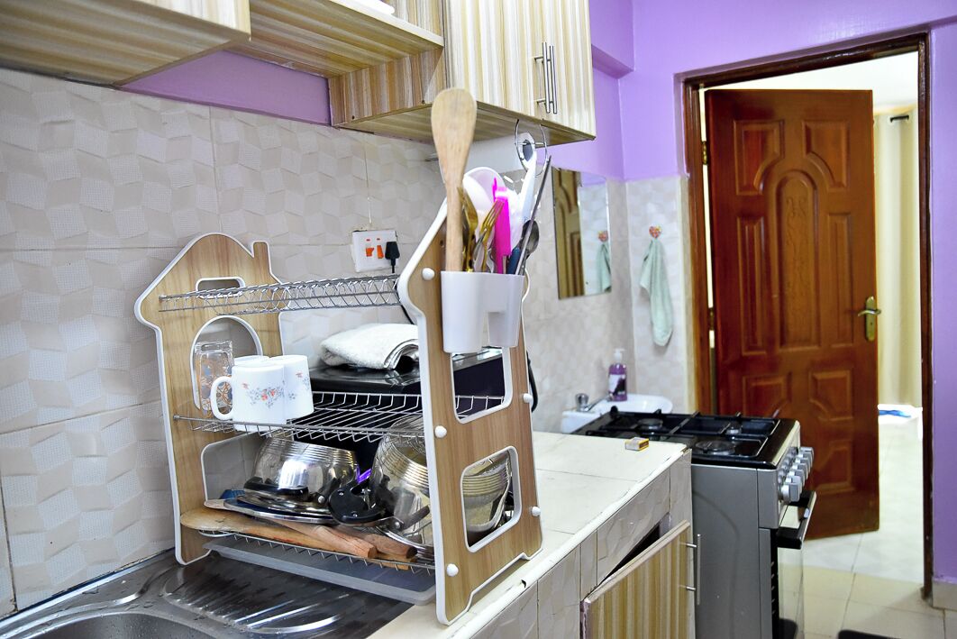 Fridge, microwave, oven, electric kettle