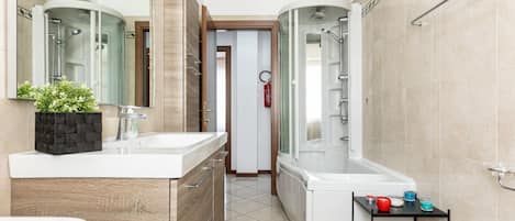 Free toiletries, hair dryer, bidet, towels