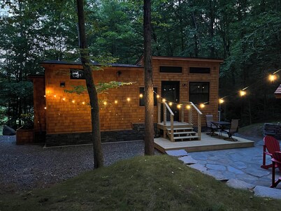 Escape to this private and peaceful tiny home with hot tub in Sharon, VT!