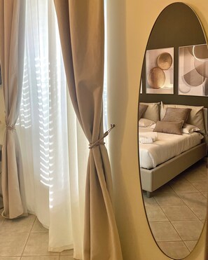 1 bedroom, desk, iron/ironing board, travel cot