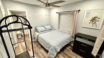 Desk, free WiFi, bed sheets
