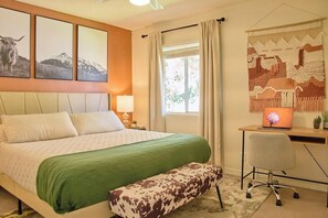 2 bedrooms, desk, iron/ironing board, travel cot