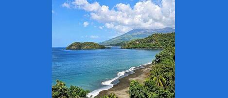 On the beach, sun loungers, beach towels