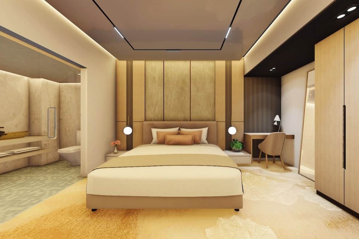 Suite, Balcony, City View | Bar mini, peti besi dalam bilik, meja, ruang kerja komputer riba