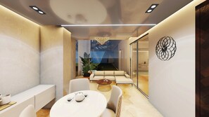 Suite, Balkon, Stadtblick | Minibar, Zimmersafe, Schreibtisch, laptopgeeigneter Arbeitsplatz