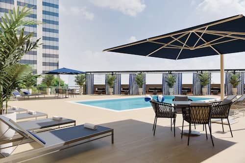 Outdoor pool, free pool cabanas, pool umbrellas