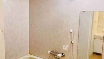 Hair dryer, bidet, towels, soap