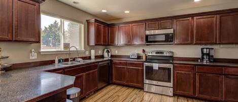 Microwave, oven, stovetop, dishwasher