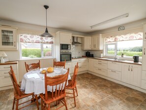 Fridge, cookware/dishes/utensils - DUNBRODY DREAMS, pet friendly in Campile, County Wexford (New Ross)
