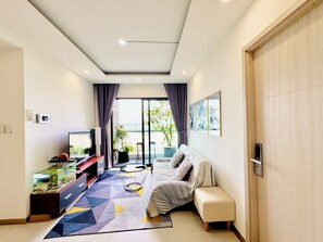 72-inch flat-screen TV with cable channels