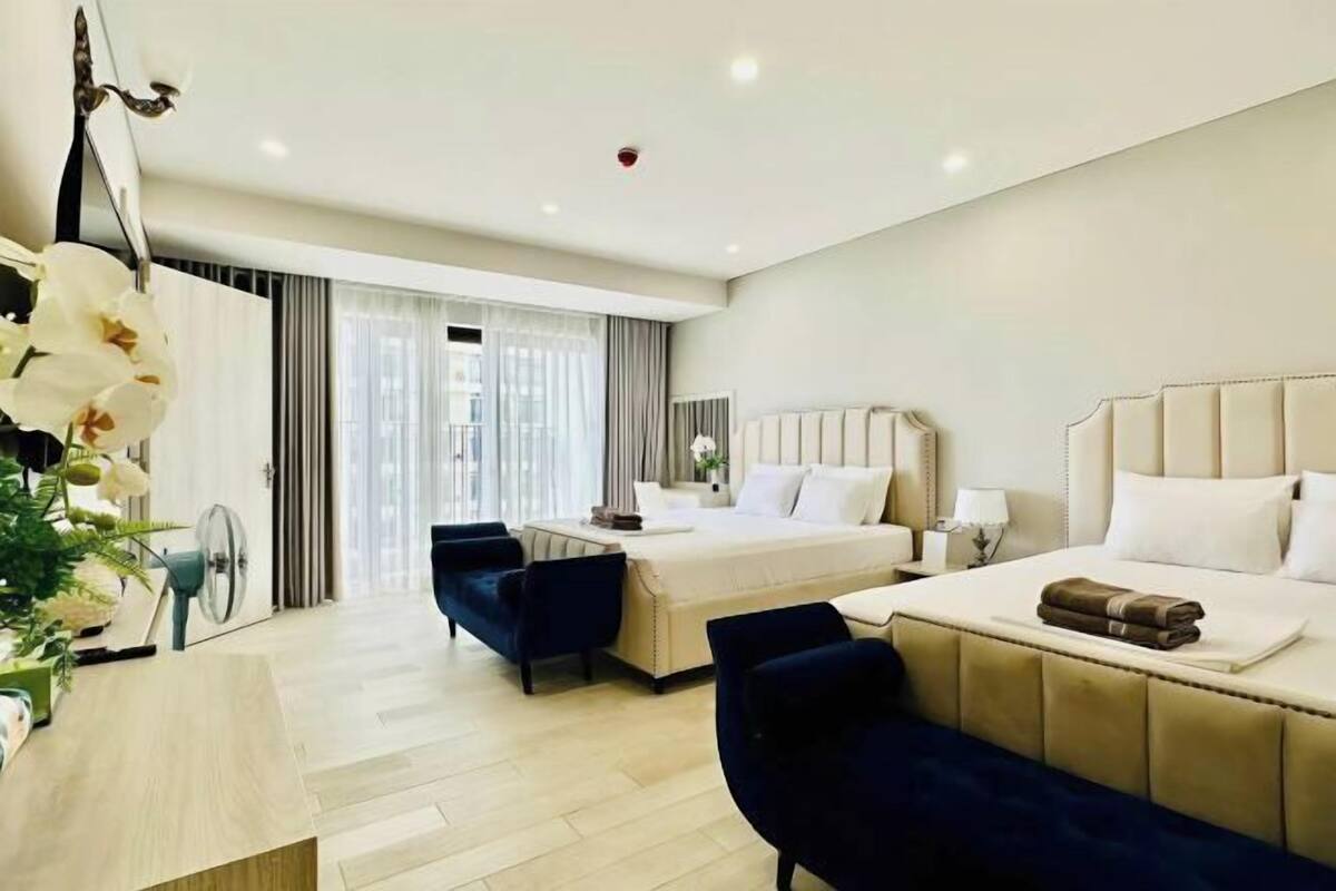 Desk, blackout curtains, soundproofing, iron/ironing board