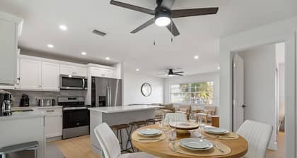 Newly renovated 3BR/2BA home with modern finishes, fast WiFi, central A/C,