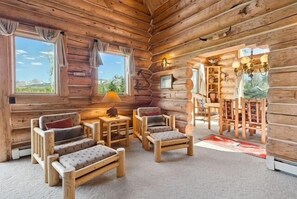 Smart TV, fireplace, DVD player, video library