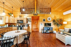 Una televisión, una chimenea