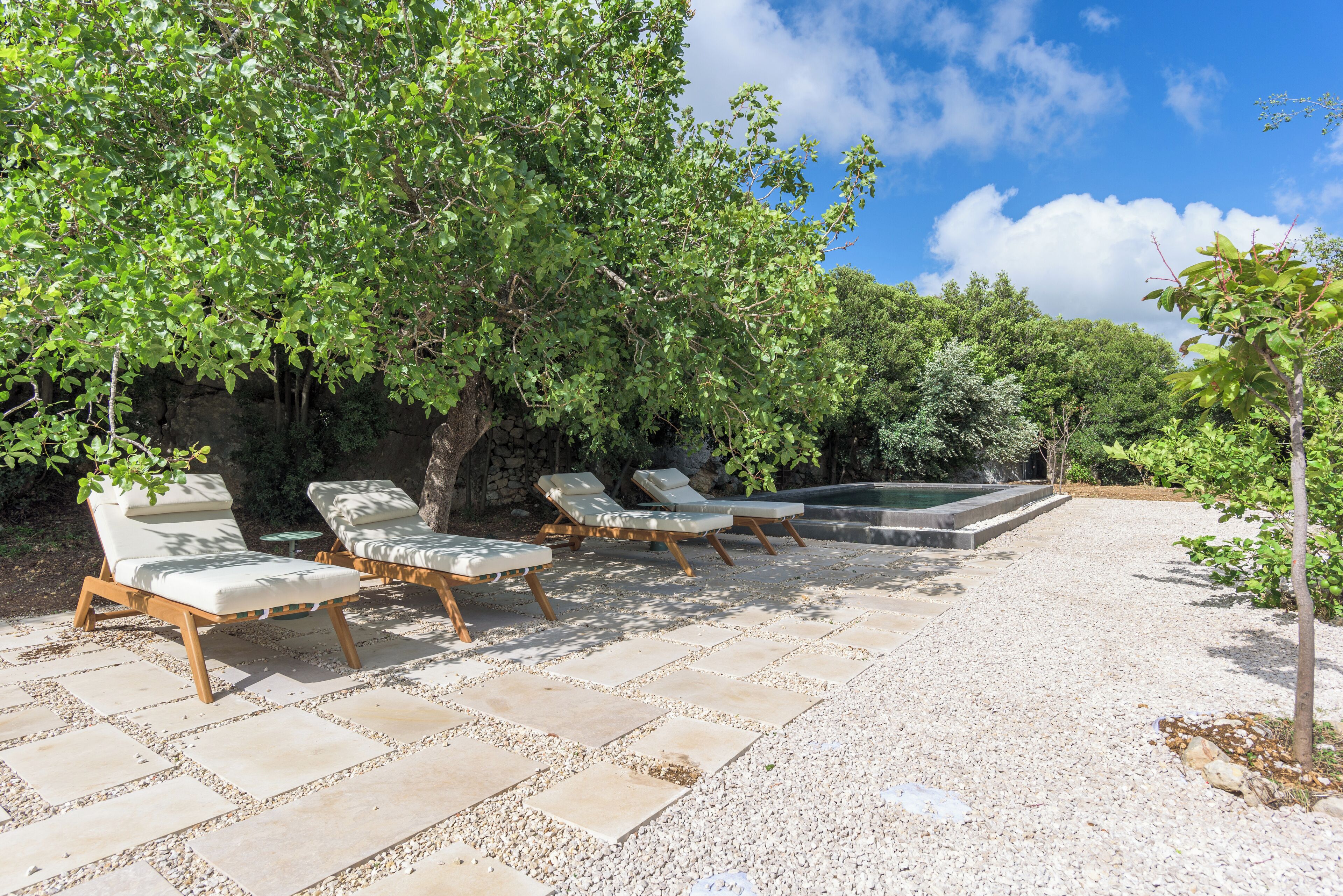 Outdoor pool, pool loungers