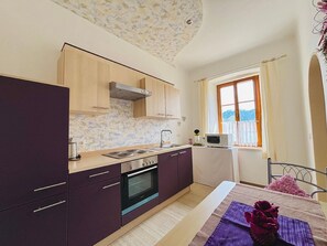 Fridge, microwave, stovetop