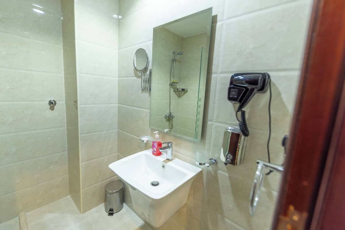 Free toiletries, hair dryer, soap, shampoo
