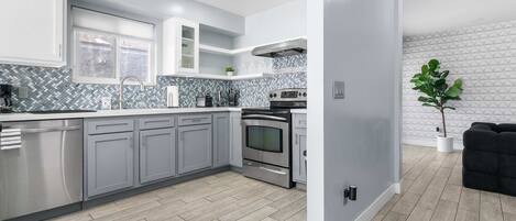 Jääkaappi, mikroaaltouuni, uuni, liesi