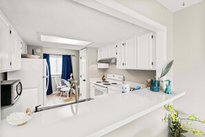 Fridge, microwave, oven, stovetop - Coastal 2BR Condo | Renovated | Near Beach (Little River)