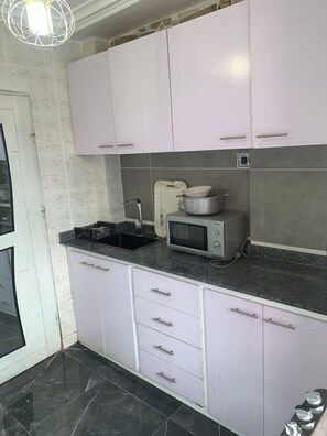 Comfort Studio Suite, Balcony, City View | Private kitchen