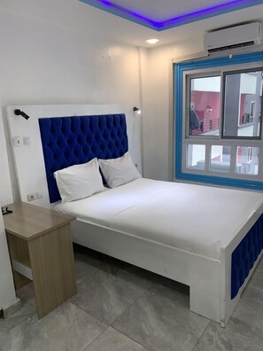 Desk, laptop workspace, iron/ironing board, WiFi