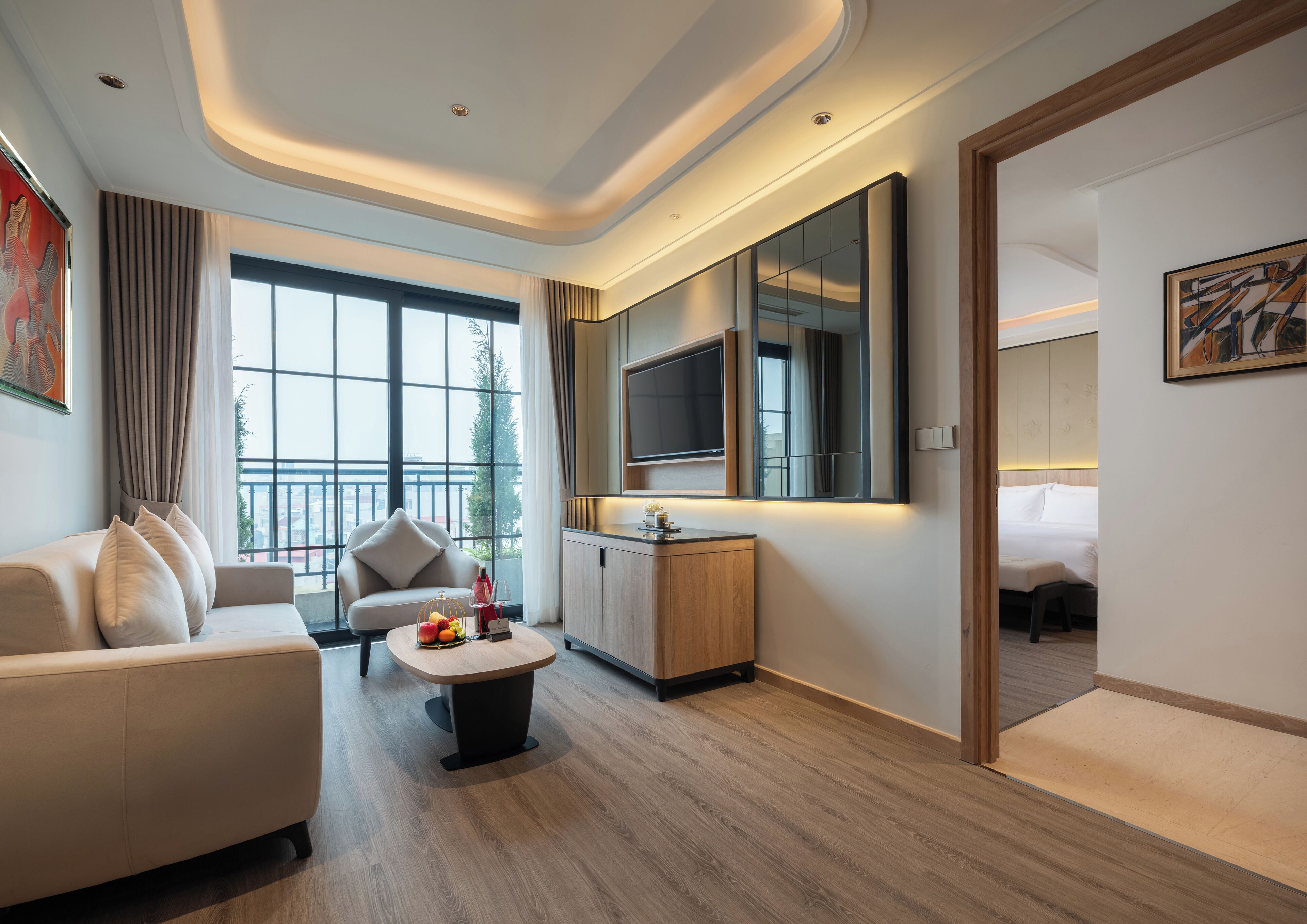 Suite Signature, terrasse, vue ville (La Gare, Railway View) | Coin séjour