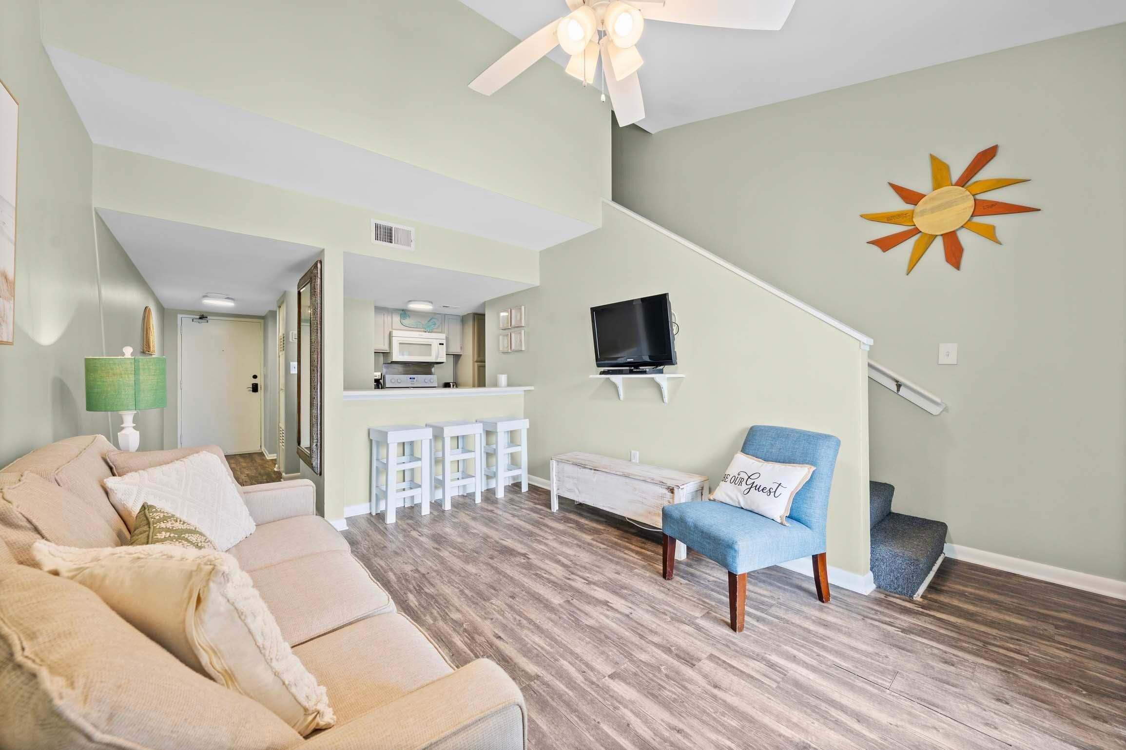 公寓式客房, 1 张特大床和 1 张沙发床 (Sugar Beach 364) | 起居区