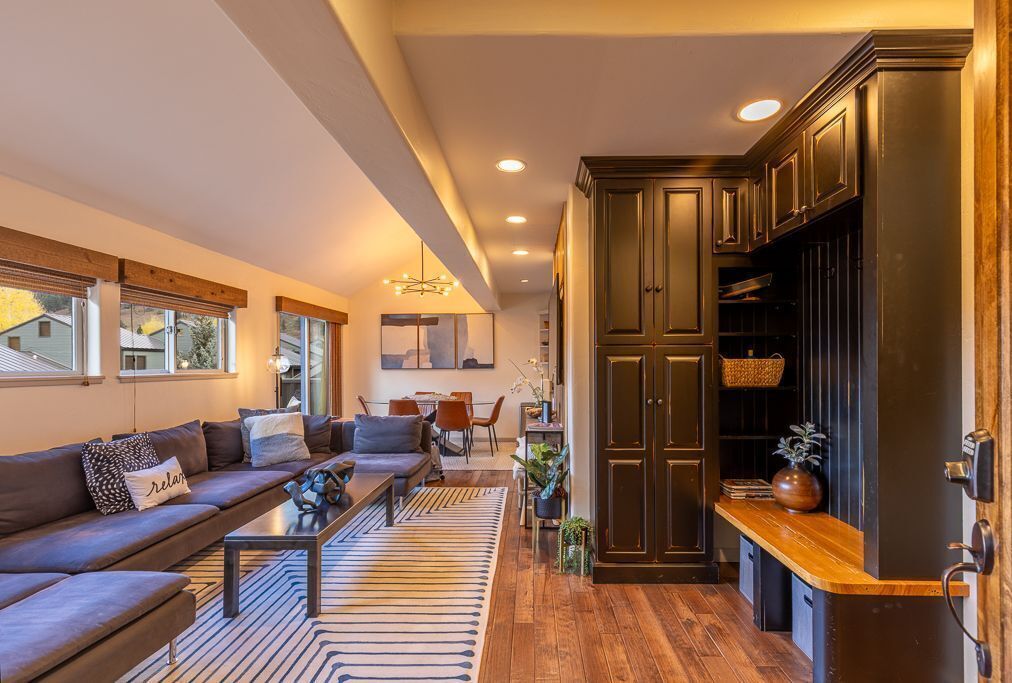 Tv, eldstad och böcker