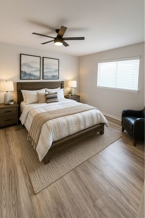 4 bedrooms, iron/ironing board, WiFi, bed sheets