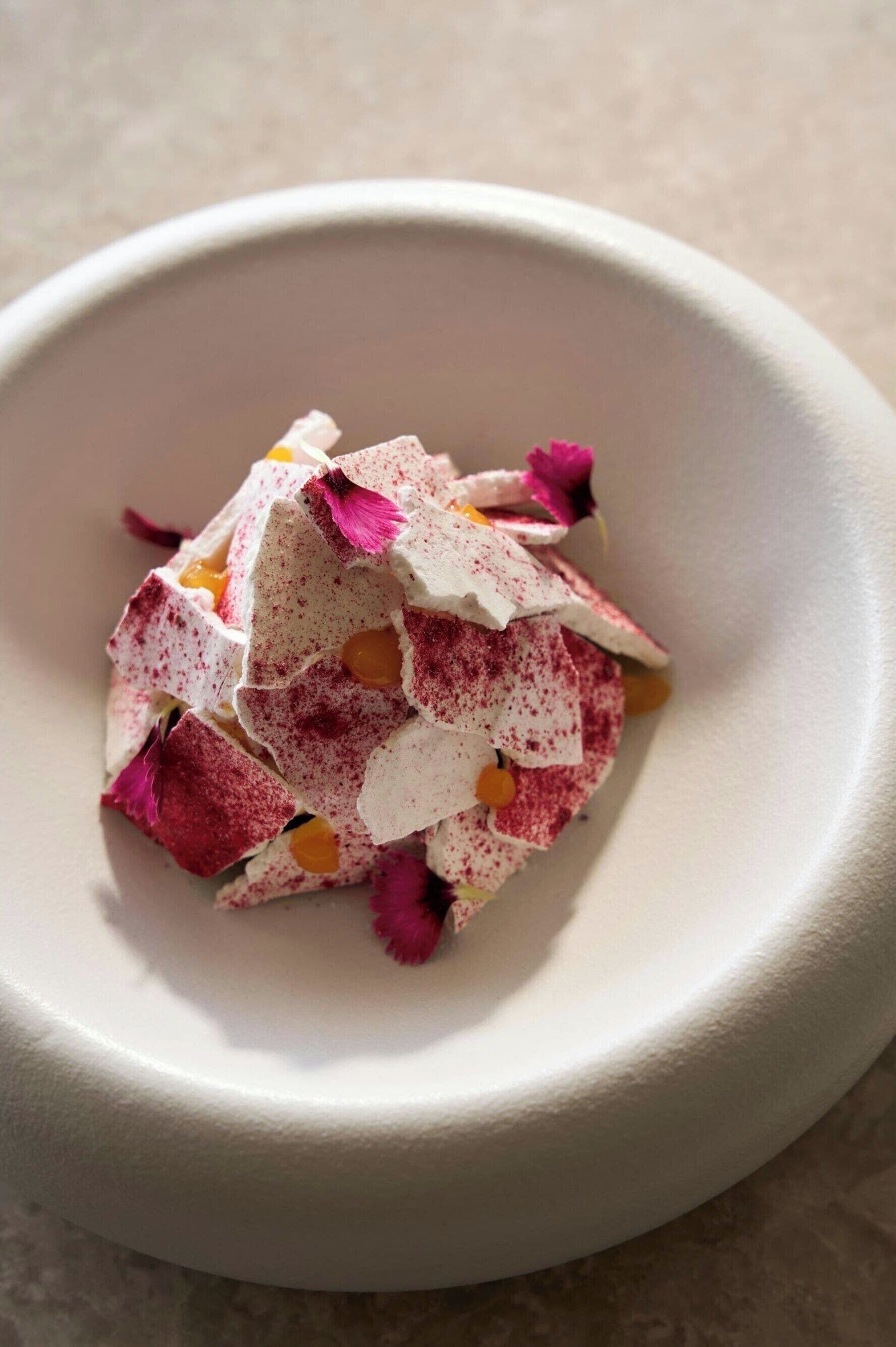 A dessert on a white plate.