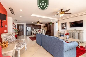 TV, stereo, offices - Gorgeous 2BR Condo with Private Terrace - Ocean View - Pool (Cabo San Lucas)