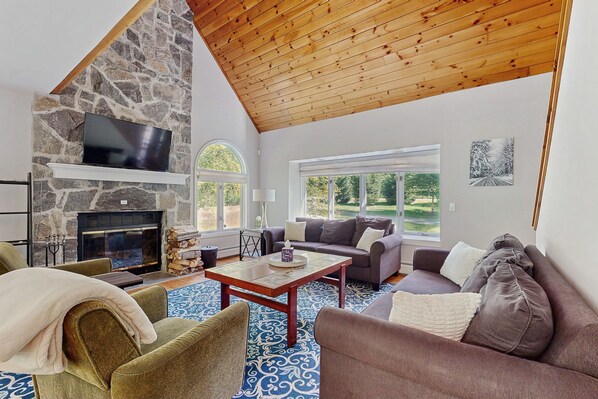 Televisión y chimenea 