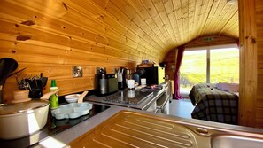Full-sized fridge, microwave, oven, stovetop