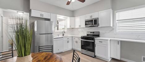 Microwave, oven, stovetop, dishwasher