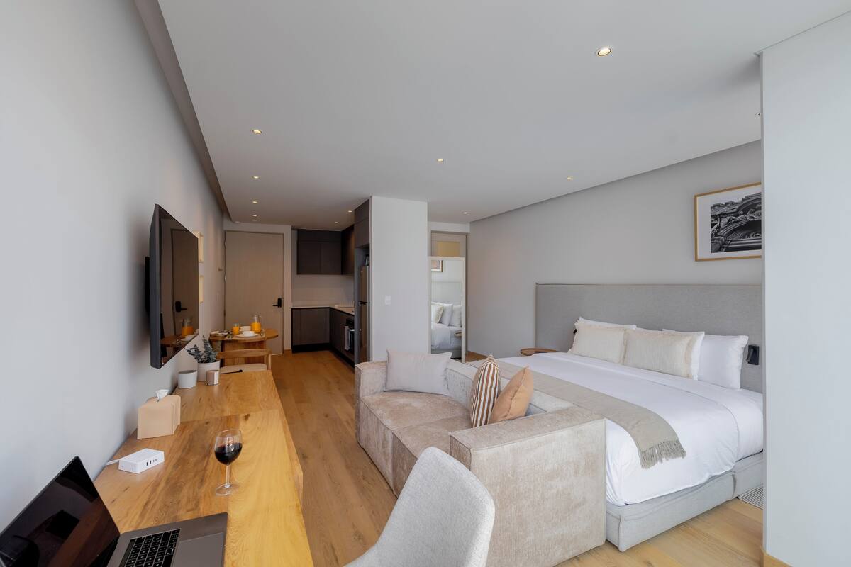 In-room safe, desk, laptop workspace, iron/ironing board