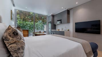 In-room safe, desk, laptop workspace, blackout curtains