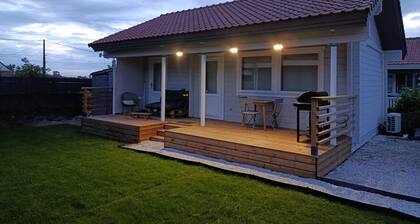 Chalet near the beach in a private wooded estate with fishing pond
